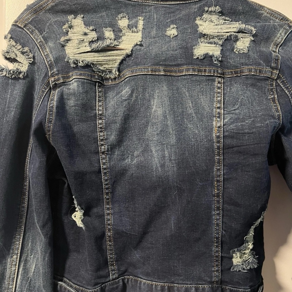 Blue Distressed Denim Jacket - Picture 4 of 6